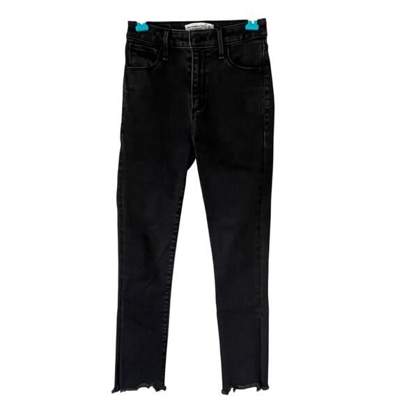 Abercrombie and Fitch Black Super Skinny Ankle High Rise Jean Size 24 / 00S - Picture 1 of 10